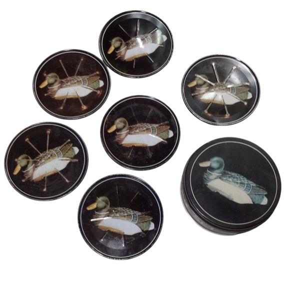 Vintage Mallard Duck 6 Piece Coaster Set in Tin Albert E Price 1983 - Picture 3 of 4